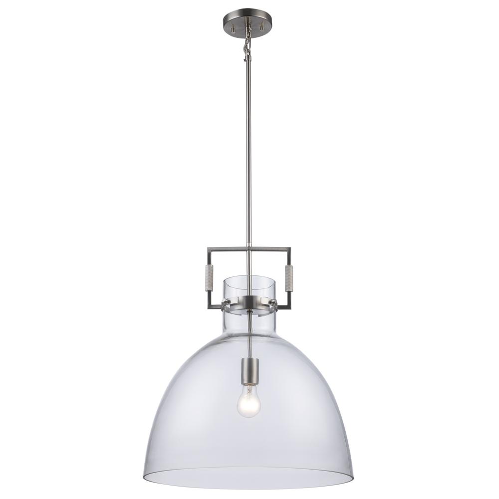 1LT PENDANT-LG-CLEAR GLASS-BN